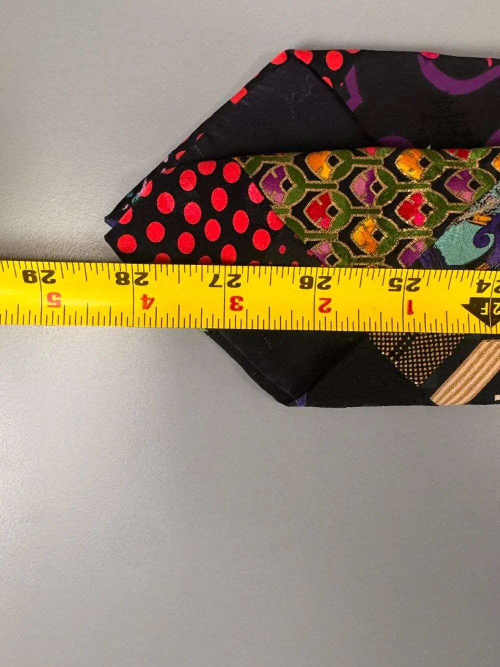 Vtg Brioni Necktie Multicolor Patchwork Geometric Print Made in Italy 100% Silk